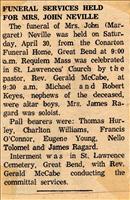 Neville, Margaret(Funeral Notice)